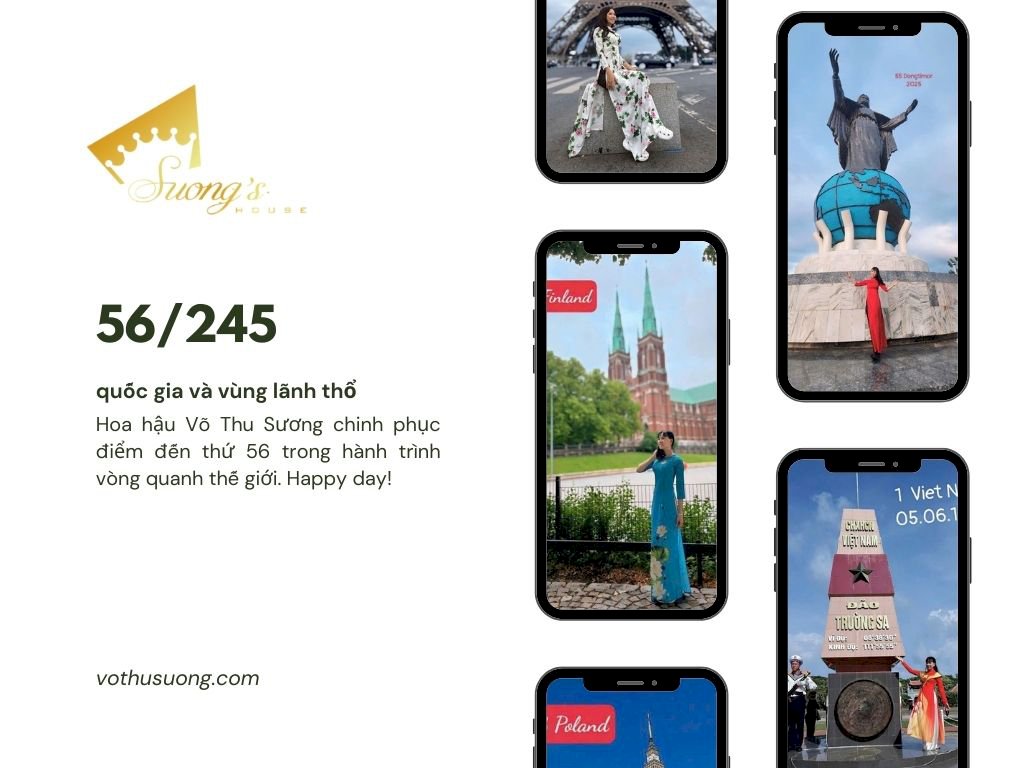 Hoa hậu Võ Thu Sương và hành trình khám phá 56/245 quốc gia và vùng lãnh thổ trên thế giới của cô gái 8x