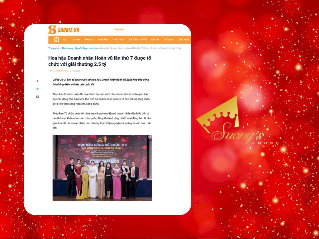 SAOBIZ đưa tin: Hoa hậu Doanh nhân Hoàn vũ lần thứ 7 được tổ chức với giải thưởng 2.5 tỷ