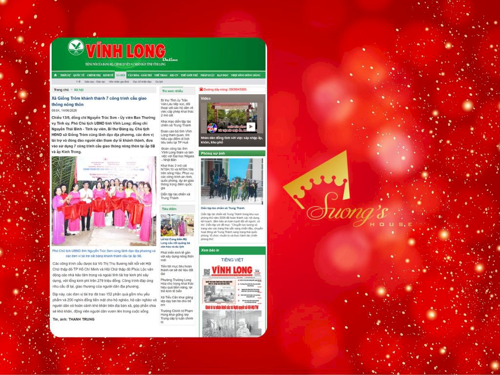 Báo Vĩnh Long đưa tin: Xã Giồng Trôm khánh thành 7 công trình cầu giao thông nông thôn