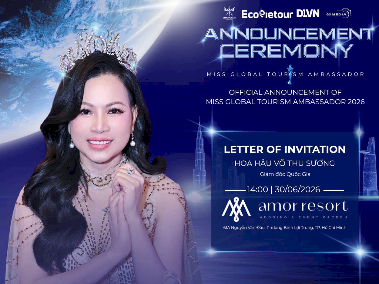 Hoa hậu Võ Thu Sương đảm nhận vai trò Giám đốc Quốc gia Miss Global Tourism Ambassador 2026