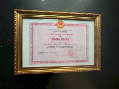 Bằng khen Chủ tịch UBND tỉnh Đồng Tháp: Bà Võ Thu Sương đã có thành tích xuất sắc trong đóng góp an sinh xã hội trên địa bàn huyện Cao Lãnh, tỉnh Đồng Tháp