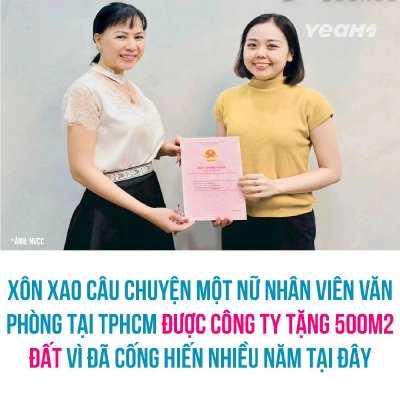 Fanpage Yeah1 TV dẫn tin: Người lao động tại TPHCM được thưởng sổ đỏ, ô tô nhờ cống hiến lâu năm tại công ty