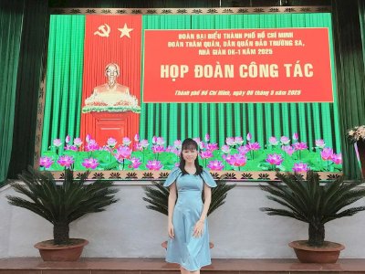 Hoa hậu Võ Thu Sương tham dự buổi họp Đoàn công tác chuẩn bị ra thăm quân và dân Quần đảo Trường Sa và Nhà giàn DK1 năm 2025