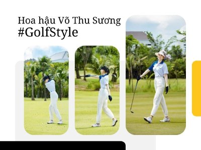 Hoa hậu Võ Thu Sương tự tin đánh golf và thả dáng trên sân, vừa thể thao vừa phong cách
