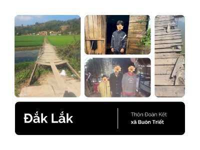 Hội Chữ thập đỏ Phúc Lộc và chuyến thiện nguyện, gieo duyên xây cầu 28 và tặng 300 phần quà cho bà con thôn Đoàn Kết, xã Buôn Triết, Đắk Lắk