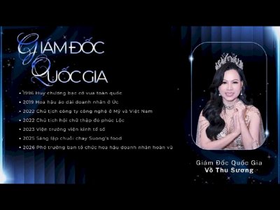 Mr Nguyễn Đình Phúc trao hoa cho Hoa hậu Võ Thu Sương - GĐQG Miss GTA