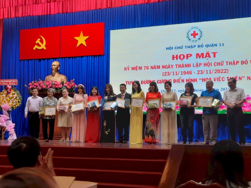 Tuyên dương các gương điển hình “Hoa việc thiện” năm 2022 quận 11 ghi nhận Hội chữ thập đỏ Phúc Lộc và thành viên hội  có nhiều đóng góp cho công tác hội và phong trào Chữ thập đỏ ngày càng phát triển.