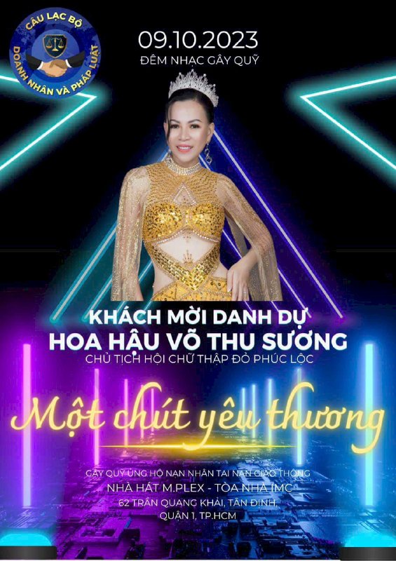 Hoa hậu Võ Thu Sương, Đại Sứ Nhân Ái - khách mời danh dự Đêm Nhạc Gây Quỹ Một chút yêu thương