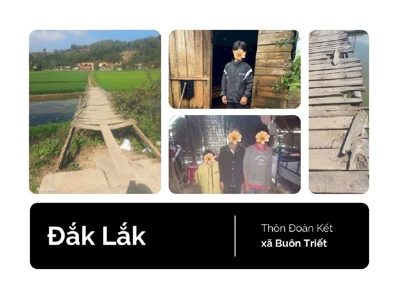 Hội Chữ thập đỏ Phúc Lộc và chuyến thiện nguyện, gieo duyên xây cầu 28 và tặng 300 phần quà cho bà con thôn Đoàn Kết, xã Buôn Triết, Đắk Lắk